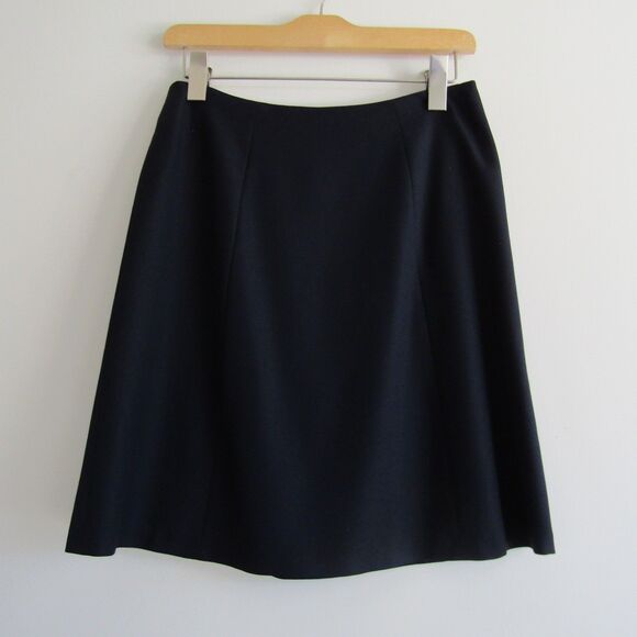 Brooks Brothers Skirt 6 Navy Blue Classic Feminine Academia Tollegno 1900 A Line - Picture 1 of 13